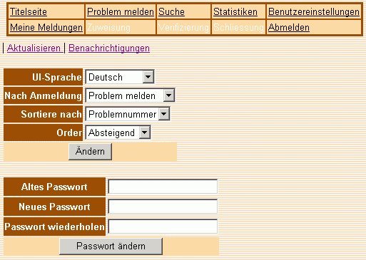 Benutzereinstellungen